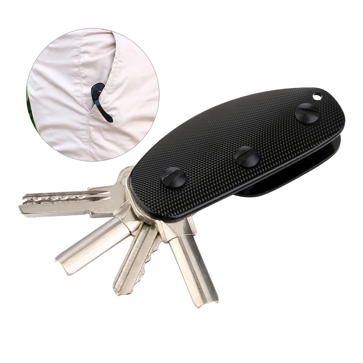 

Aluminum Alloy Carabiner Black 6 Keys Pocket Tool Belt Folder Outdoor Holder Non Slip Surface Camping Hiking