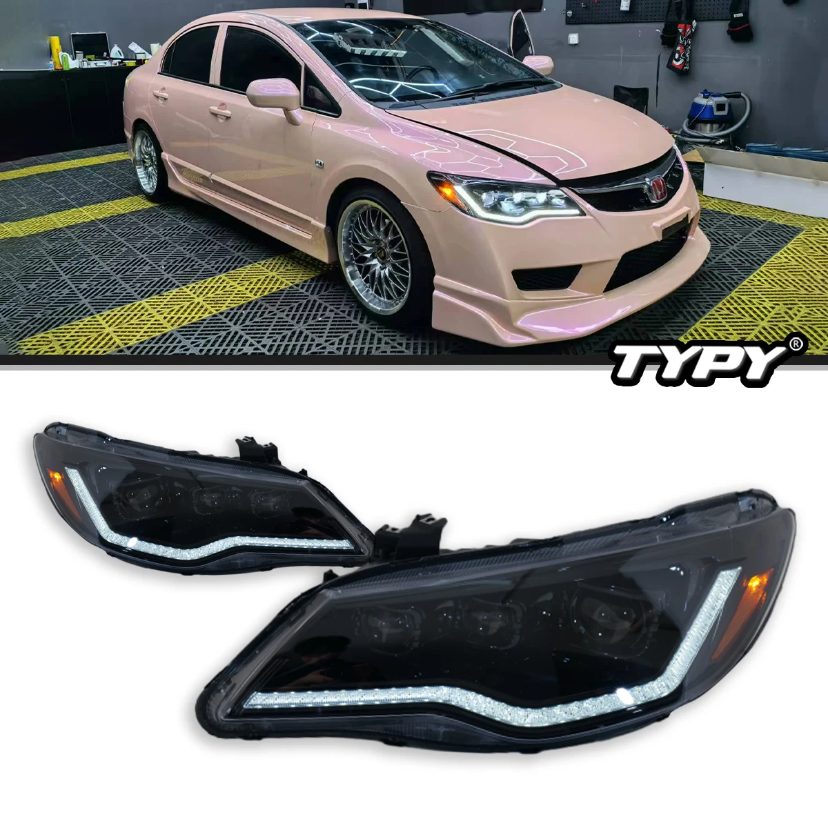 

Автомобильные фары TYPY для Honda Civic 8, 2012-2015, светодиодный проектор, передняя фара, дневные ходовые аксессуары