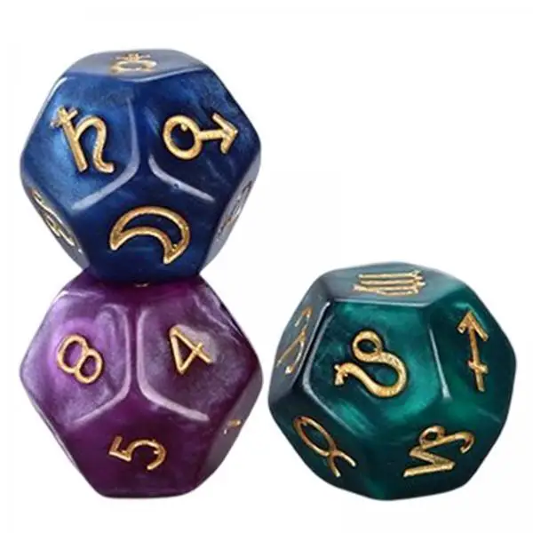 

20mm Multi Sided Resin Tarot Dice Set Pearl D12 Astrological Dice for Leisure Party and Divination Games