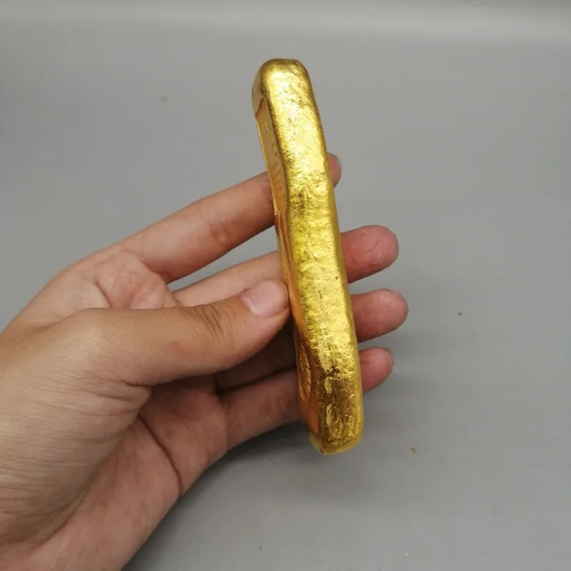 Ancient Bullion Gold Ingot Copper Gilt Antique Collection Home Decoration Supplies Family Furnishings