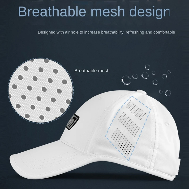 PGM 1 Pcs Sunscreen Caps Adjustable Peaked Hats Outdoor Sport Baseball Cycling Hiking Cap For Men Windproof Travel MZ030 White