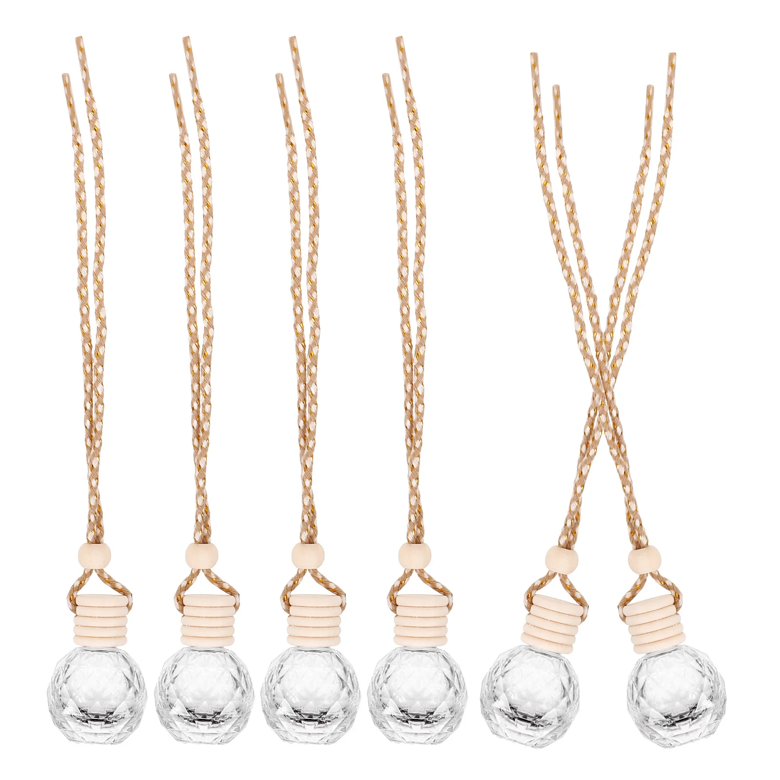 

6pcs Car Perfume Bottle Pendant 8Ml Refillable Hanging Diffuser For Cars Homes Offices Air Freshener Scented Oil Holder
