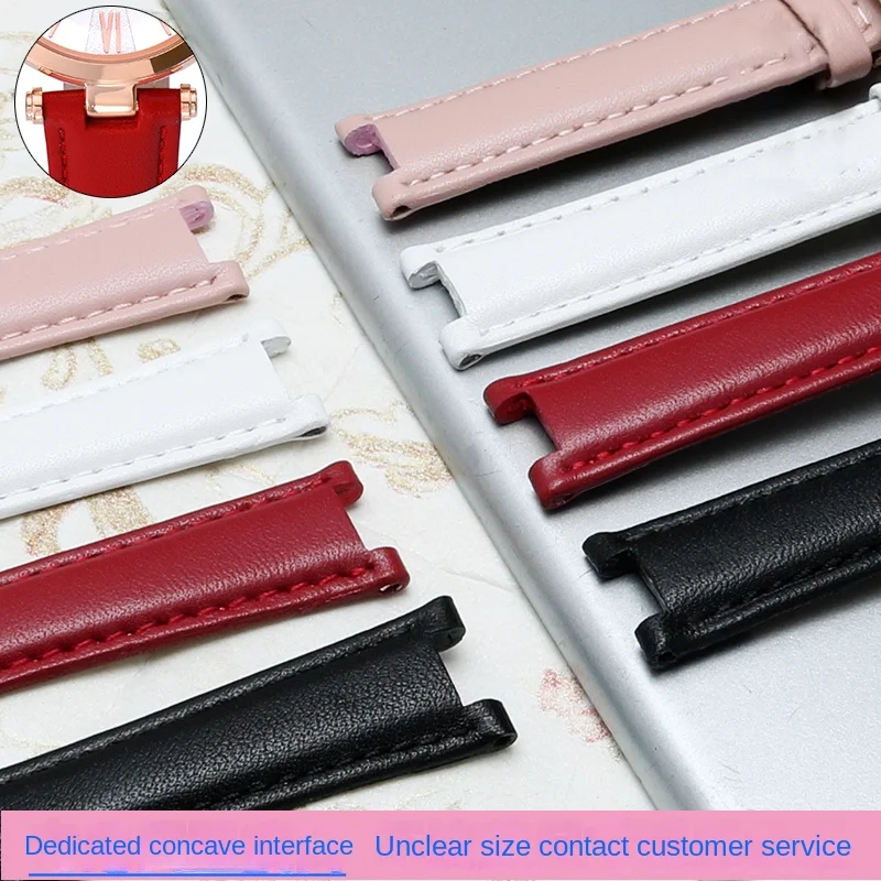 Cowhide Wristband Watch Strap for Tissot Folli Follie Rossini Ck MK Mk5774 Mk2277 2425 Men Women Notch Watchband 18mm Bracelet