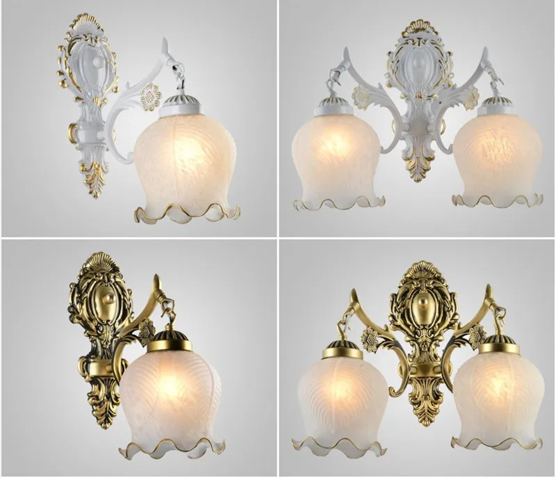 European Vintage Wall Lamp Bedside Gold Sconce TV Background Wall Lighting Bedroom Room Kitchen Corridor Stair Light Fixture