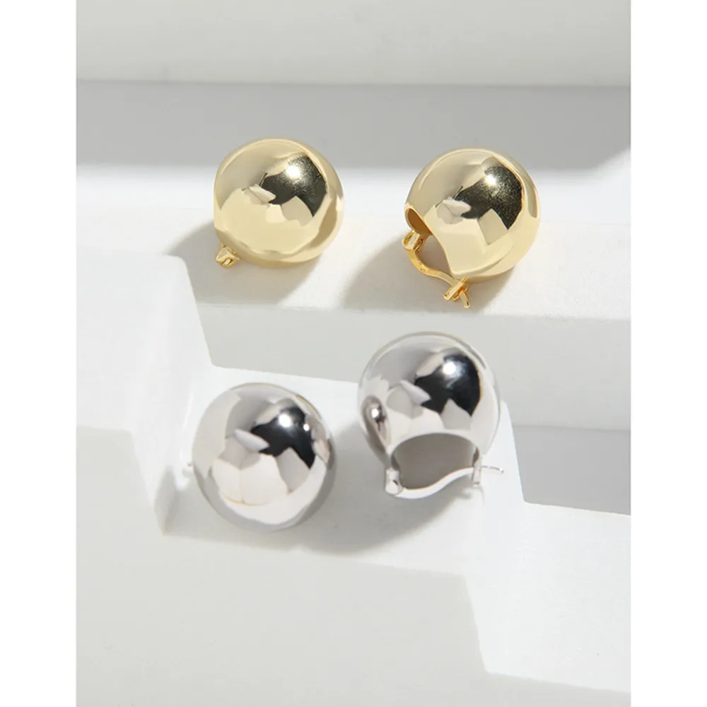 

Korean INS Niche Metal Sphere Studs | S925 Silver Minimalist Earrings