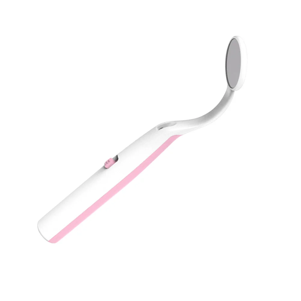 Espelho dental oral led luminoso antiembaçante boca espelho de inspeção de dente (rosa) boca espelho dental