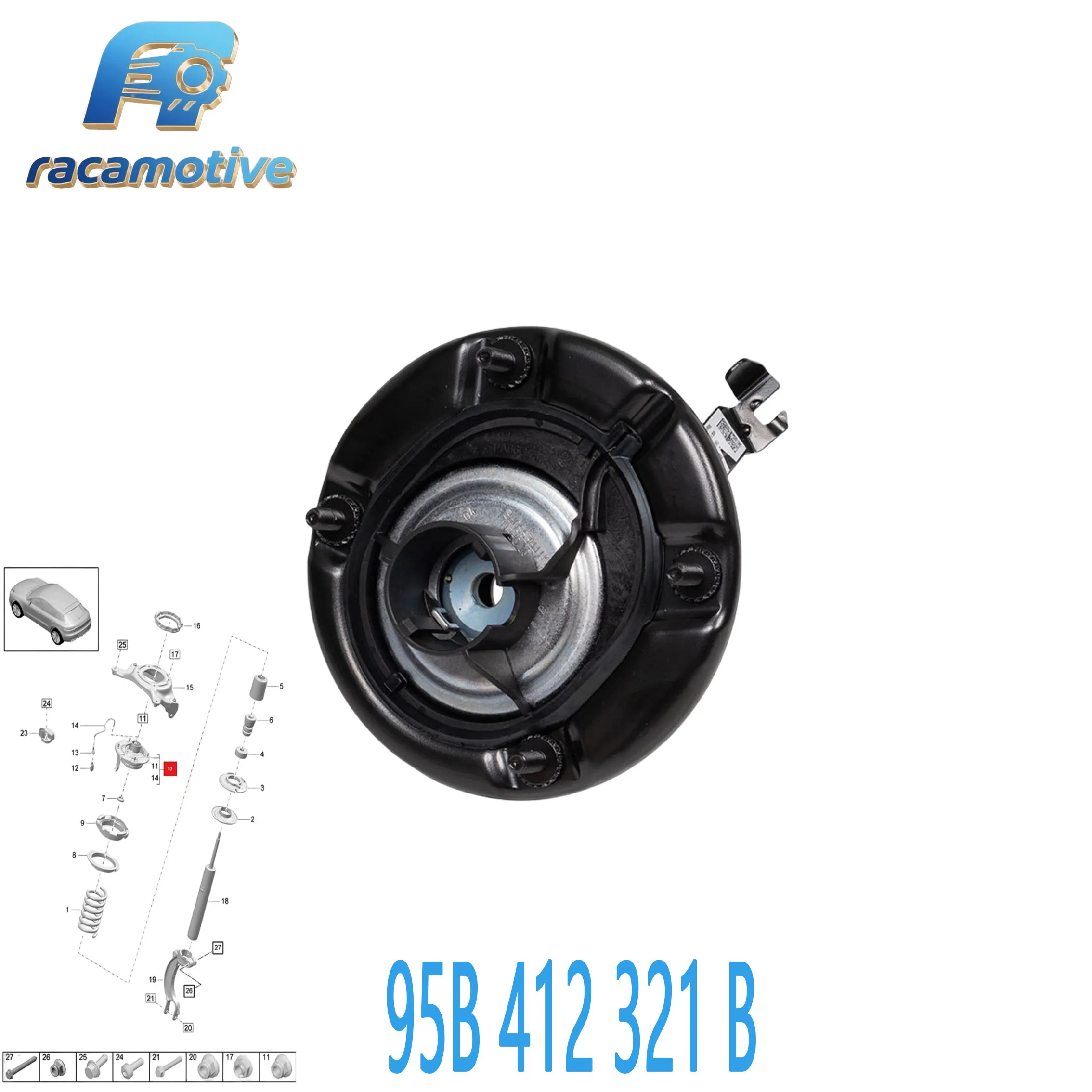 95B412321 95B412321A 95B412321B 95B 412 321 B applicable to Porsche Macan (95B) 2014- front shock absorber bearing plate.