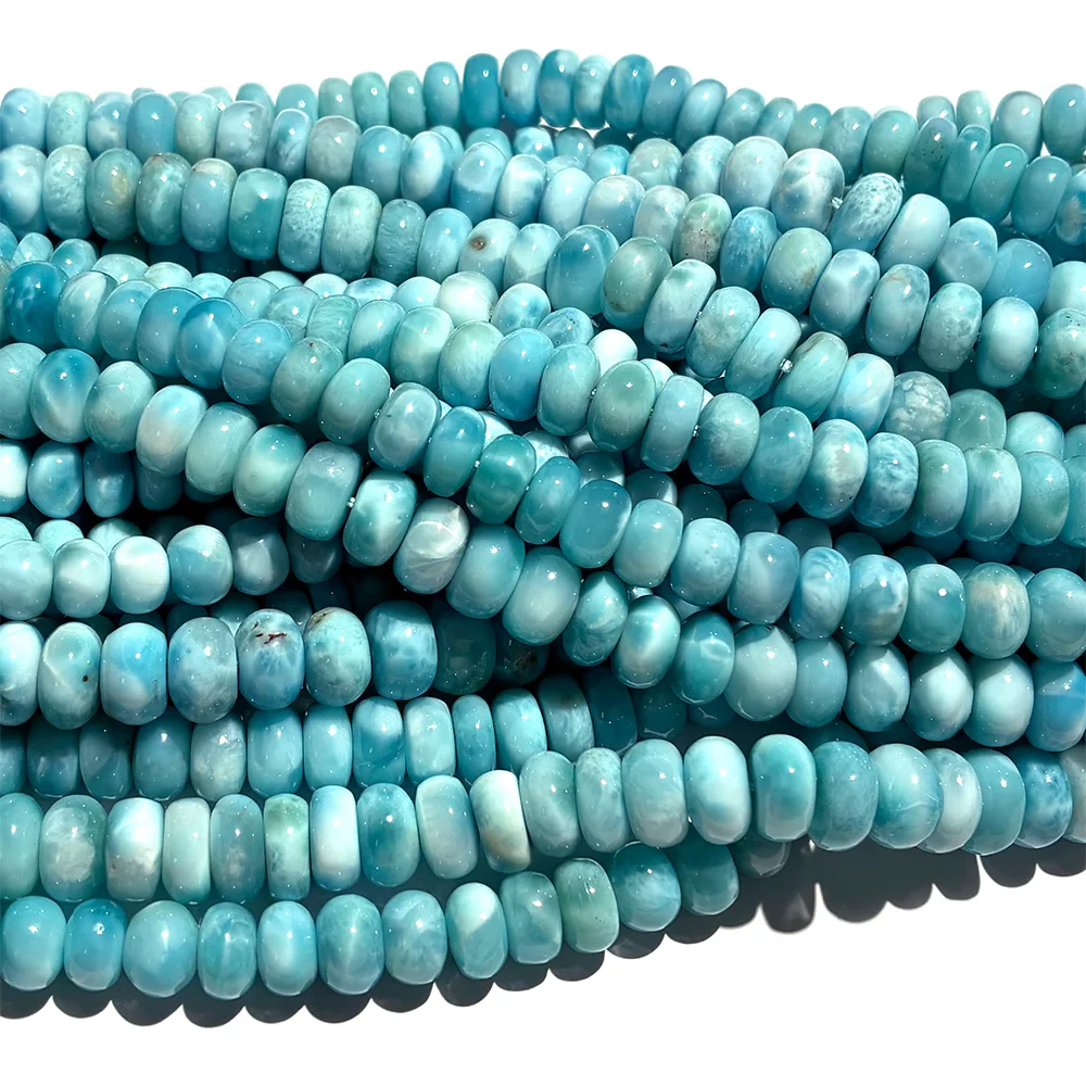 Veemake Natural Dominican Larimar Rondelle Beads Jewelry Design Making DIY Necklace Bracelet Earrings Pendant 08575