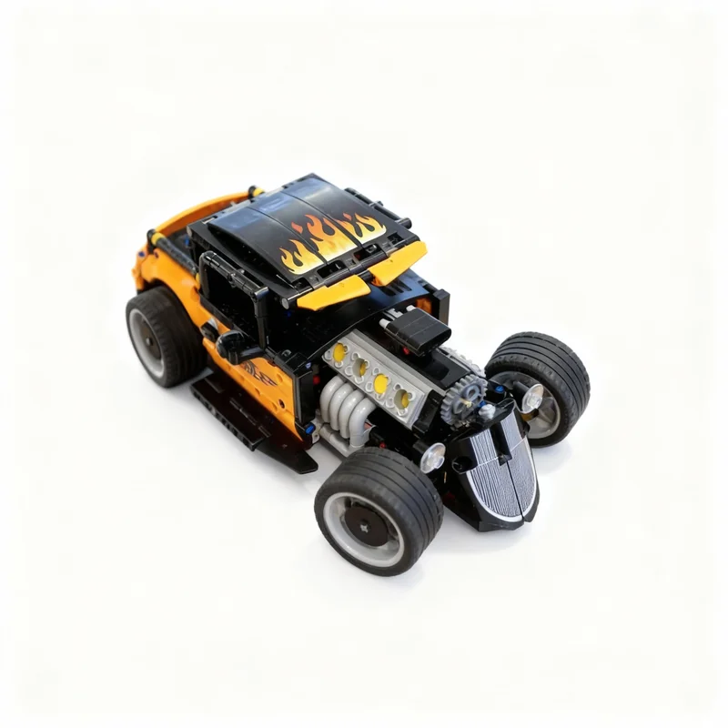 

721PCS MOC Technology Hotrod Model DIY Creative Assembly Building Blocks Display Birthday Gift Collectible Decor Display Gift