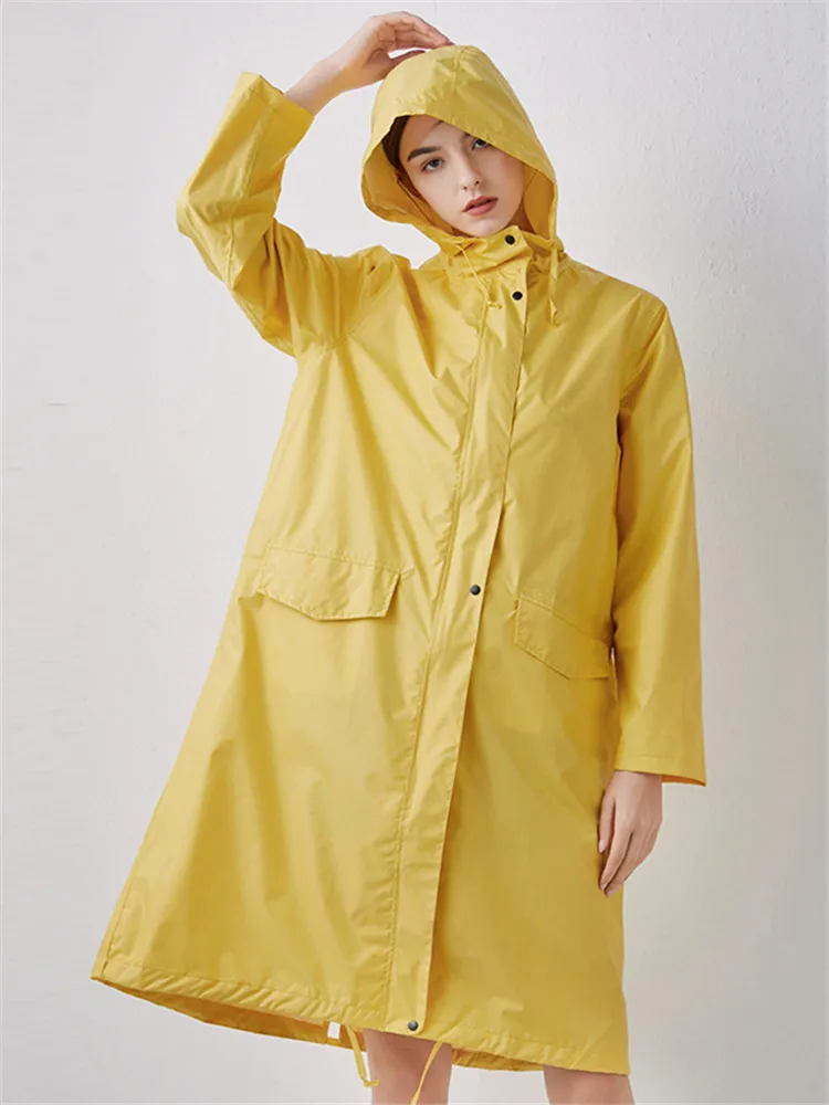 Nylon Yellow Rain Coat for Men and Women, Hiking Poncho, Breathable Long Portable Tour Rainwear, Fashion Jacket