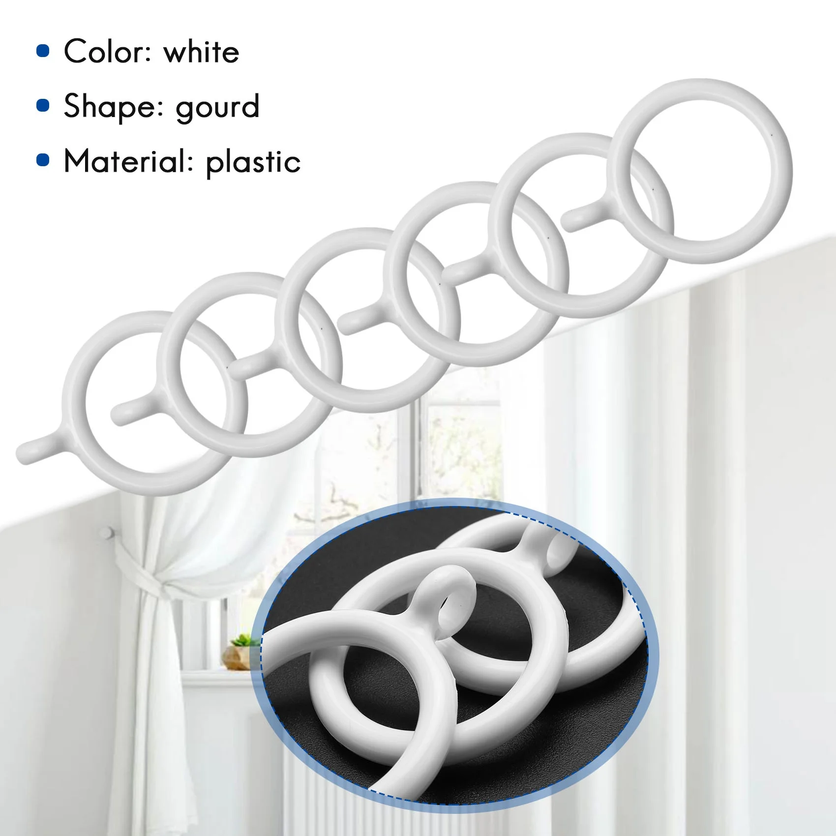 LDHL 20X White 25Mm Inner Plastic Curtain Rings