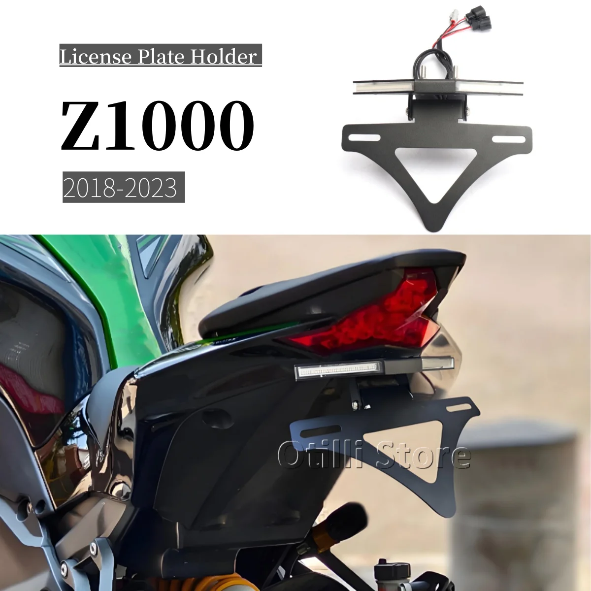 

Z1000 складной держатель номерного знака мотоцикла, встроенные светодиодные фонари для Kawasaki Z1000 z1000 Z1000 2018-2023, указатель поворота