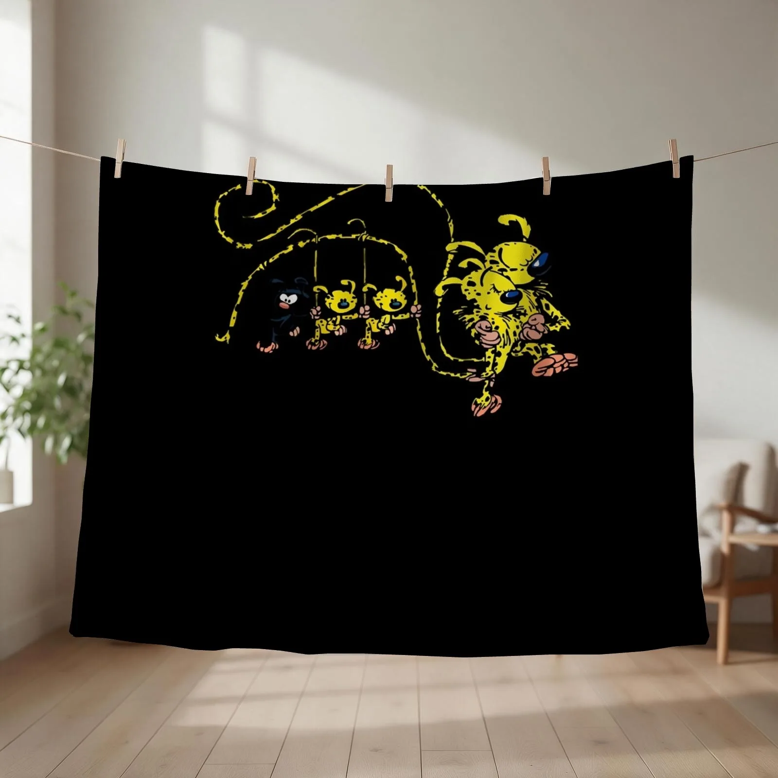 Marsupilami Babies Hanging On Tail Throw Blanket Luxury Thicken Flannel Softest Decoratives Blankets