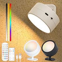 LED Magnetic Wall Lights Wireless Rechargeable Wall Lamp 360° Rotation Ambient Light With Remote Spotlight Wall Sconce RoomDecor