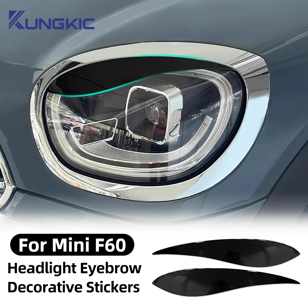

2pcs Car Headlight Cover Eyebrows Front Lamp Decorative Sticker Eyelids ABS Glossy For MINI Countryman 2017-2023 F60