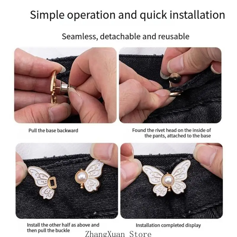 Schmetterlings-Taillenverschlüsse aus Metall, 30 Stück für lockere Hosen, passend für 3 x – Detail 6