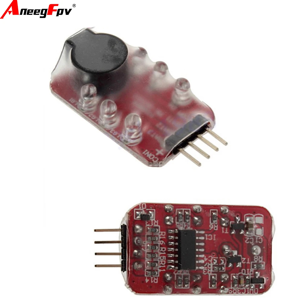 Aneegfpv 1/2 pces 11.1v-7.4v 2s-3s célula lipo bateria alarme de baixa tensão campainha alto-falante indicador led dropship