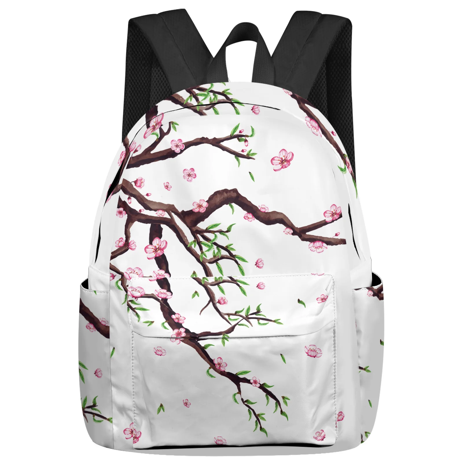 Spring Flower Leaves Sprout Cherry Student School Bags Laptop Custom Backpack For Men Women Female Travel Mochila