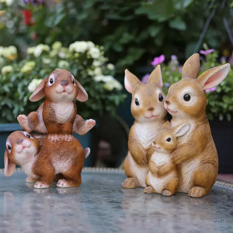 1pc Courtyard garden decoration creative cute animal rabbit office bookcase cartoon resin decorations rabbit sculpture ornaments