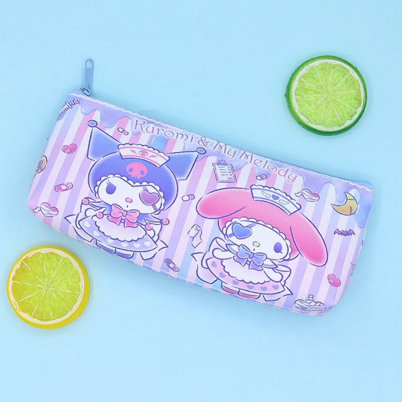 2024 Sanrio Stationery Bag Kawaii Mymelody Kuromi Cinnamoroll Student Cartoon PU Stationery Storage Bag Children\\\'s Pencil Bag