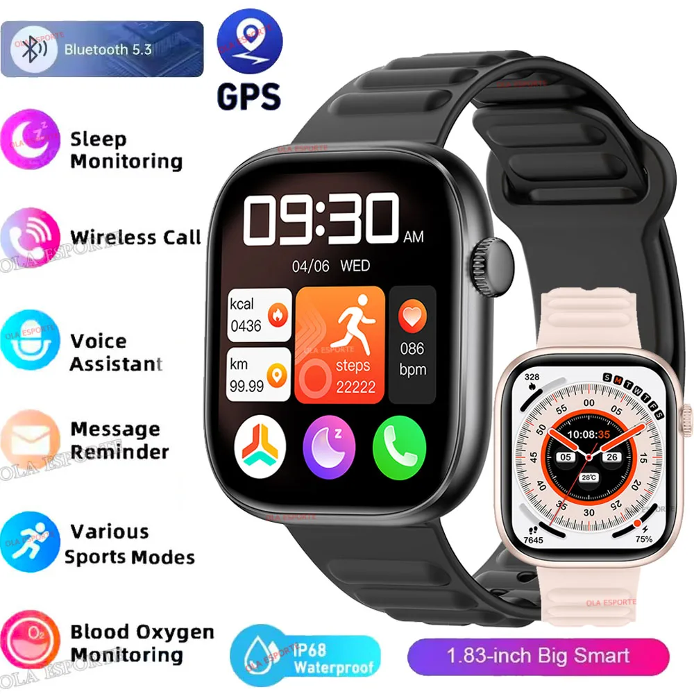 

2025 Новые мужские умные часы 100+ спортивных режимов Мониторинг здоровья Полноэкранный сенсорный Bluetooth Вызов Смарт-часы Женские для IOS Android