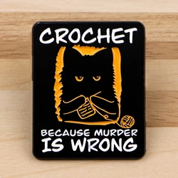 Cute Black Cat Enamel Pin Crochet Badges on Backpack Women's Brooches Hat Collar Lapel Pins Cosplay Accessories Toys Gifts