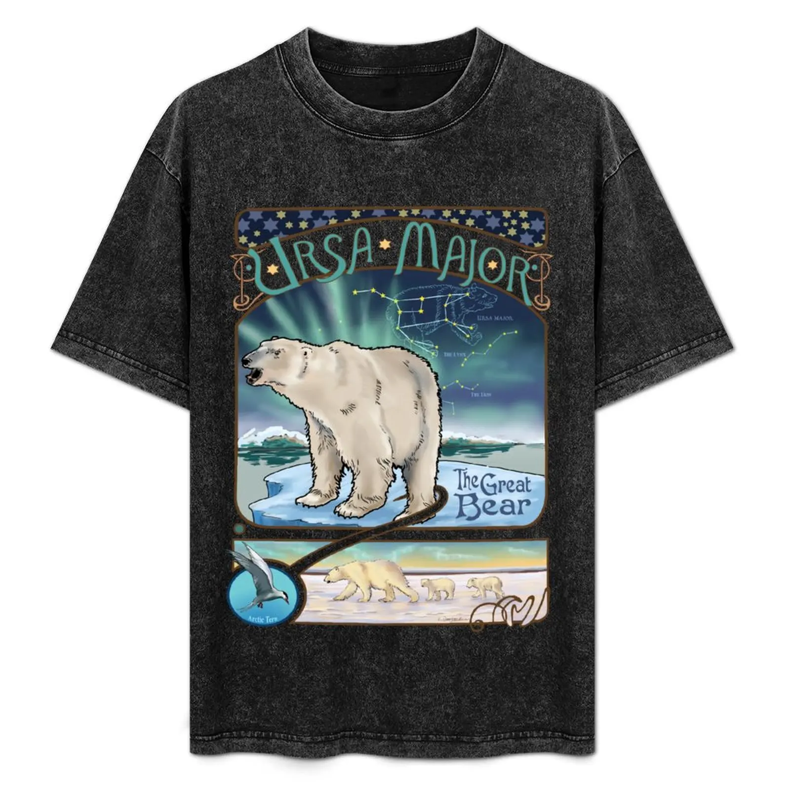 

Polar Bear Ursa Major Constellation with Northern Lights T-Shirt customizeds summer top anime stuff mens fashion