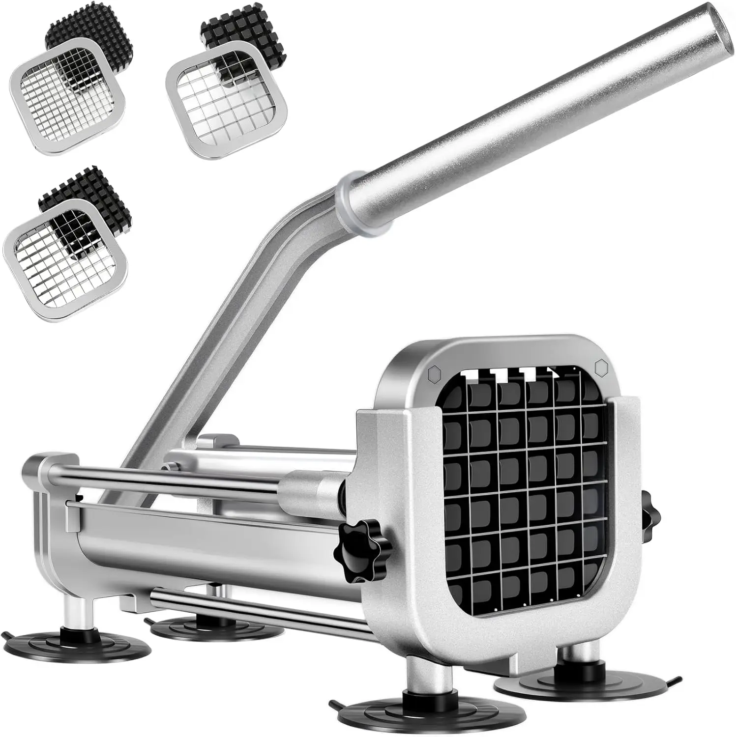 

3Pcs French Fry Cutter Set, Heavy Duty Stainless Steel Potato Slicer with 1/2", 1/4", 3/8" Blades for Potatoes Carrots Cucumbers