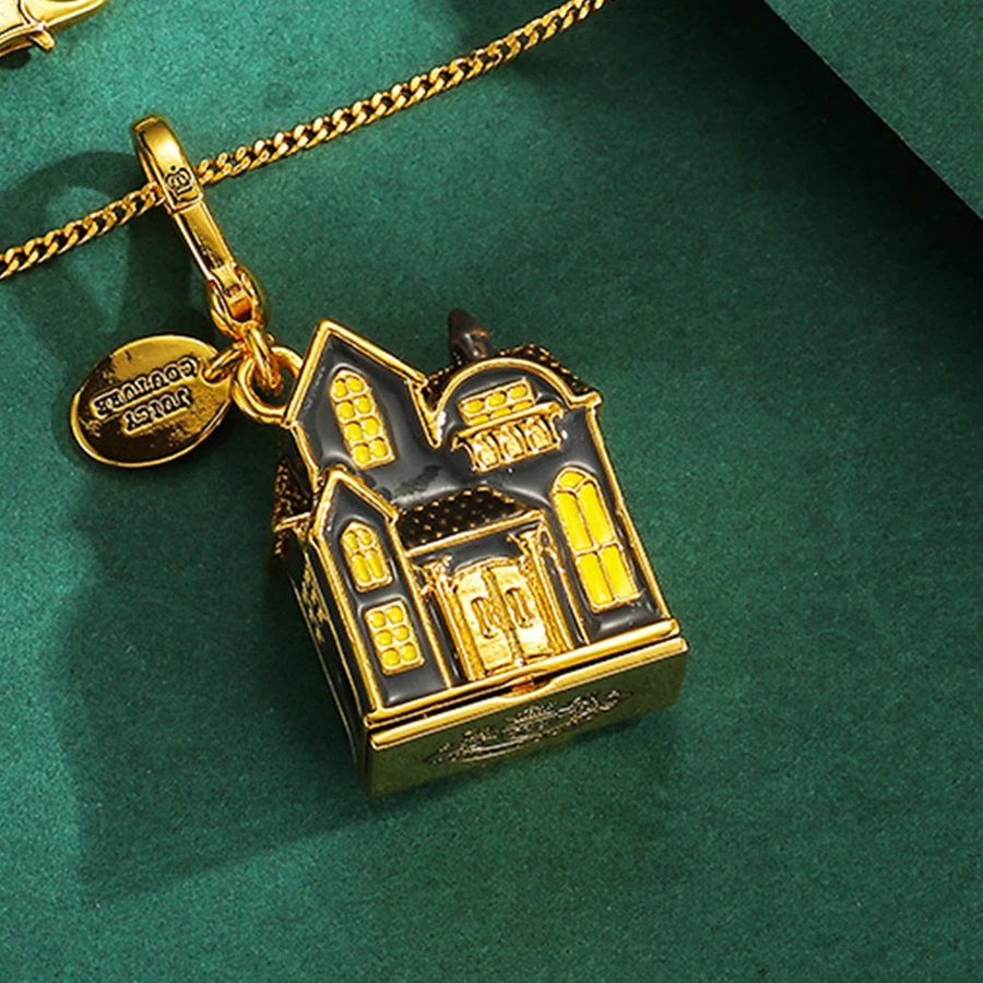 

1Pc Exquisite Openable Halloween Pumpkin Pendant,Enamel-glazed Black Villa Pendant Necklace,Girl Creative Christmas Jewelry Gift