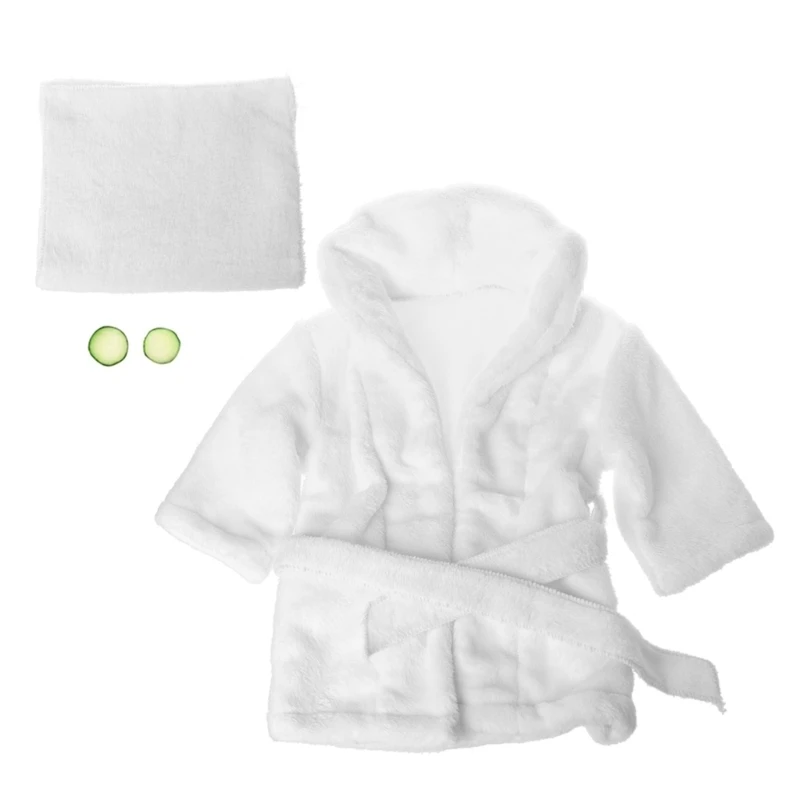 Baby Photography Costume Headwrap & Bathrobe Night Robe for Newborn Photoshoot Skin-Friendly Infant Clothes Photo Suit