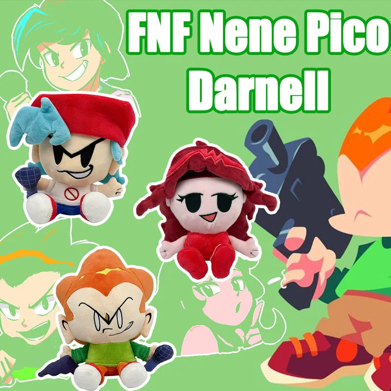 FNF Friday Night Funkin Pico Plush Toy Game Character Boyfriend Nene Pico Doll Cuddly Plushie Gift Fans Bedroom Decor Gift