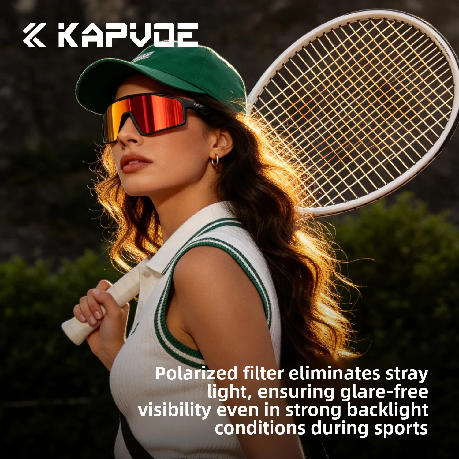 KAPVOE Polarized Sports Sunglasses Wide Lens Wraparound Glasses for Pickleball Tennis Cycling Running Men Women Outdoor Sports