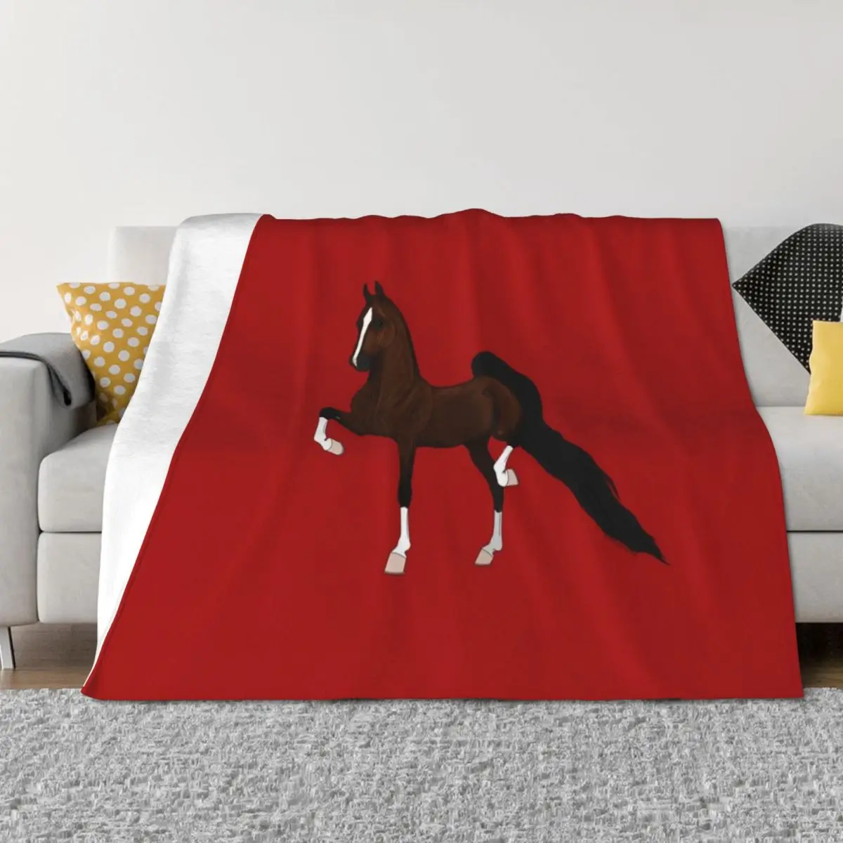 

Bay American Saddlebred Horse Throw Blanket Winter beds Plaid sofa bed Decorative Sofas Blankets