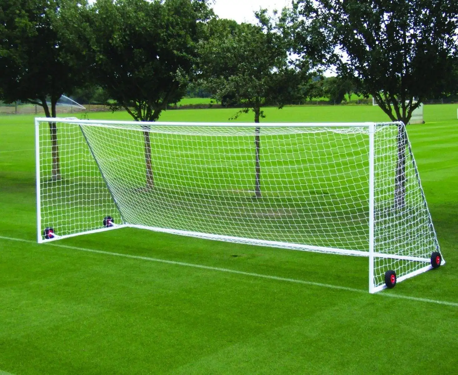 Postes portátiles de aluminio para portería de fútbol 7v7 con equipo de cancha de red para aficionados al fútbol