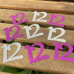 Bat Mitzvah Girl 12th birthday Party Decorations Number 12 glitter Confettis Bat Mitsva Table Decor