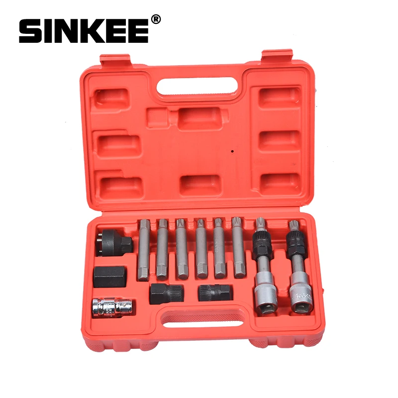 13Pcs Alternator Freewheel Pulley Removal Engine Auto Tool Set For Mercedes Benz BMW SK1085