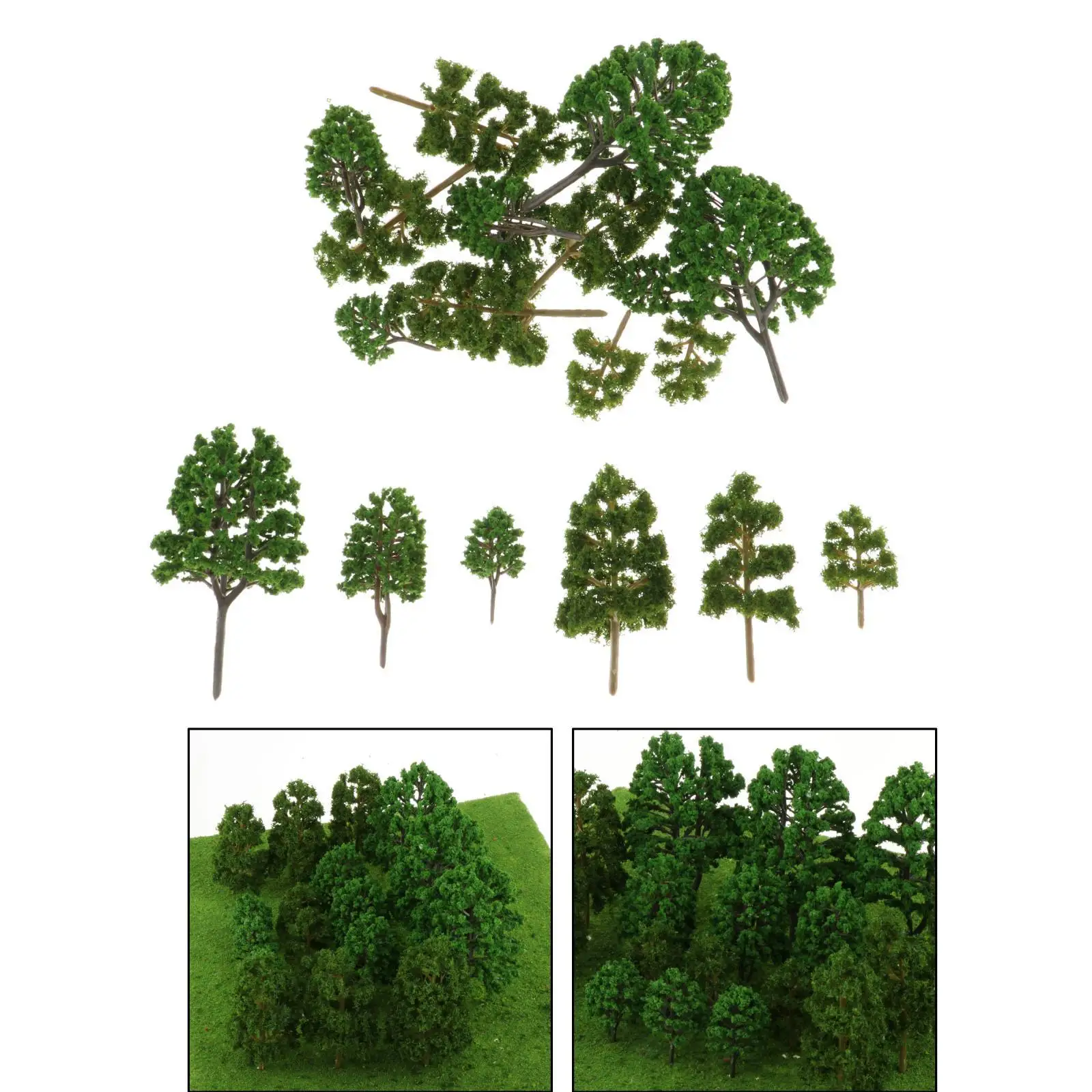 Set of 18 Plastic Miniature Model Trees for Building Trains Railroad Layout