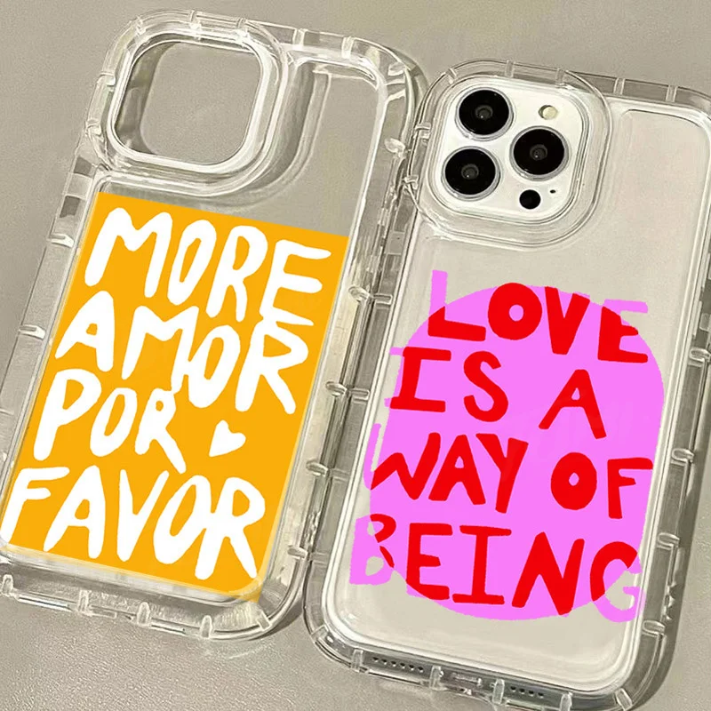 Colorful More Amor Por Favor Case For iPhone 16 15 14 13 12 11 Pro Max XS X XR 8 7 Plus SE 2020 Shockproof Clear Silicone Cover