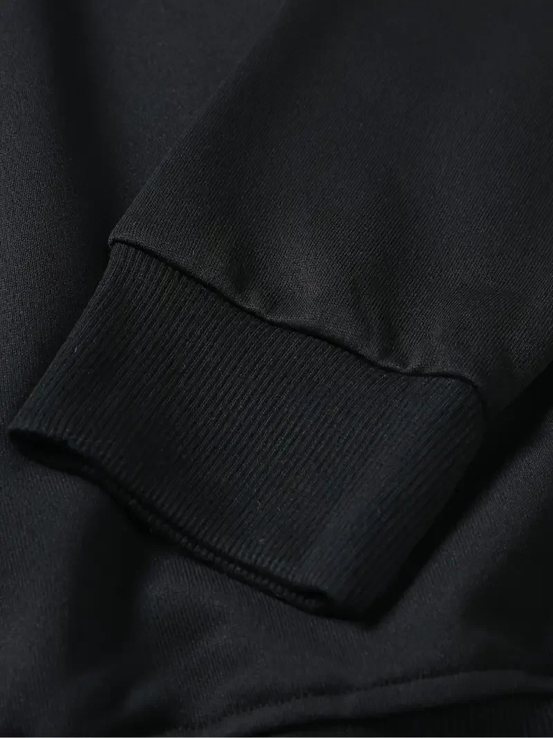 هودي أسود برقبة دائرية لكل من الرجال والنساء، بلوفر دافئ ومريح من القطن الخالص - هدية مثالية لعيد الميلاد #3