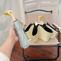 Ins Cartoon Duck Handle Umbrella Dual-use Sunny and Rainy UV Protection Folding Rain Gear Windproof Strong Stand Sunshade