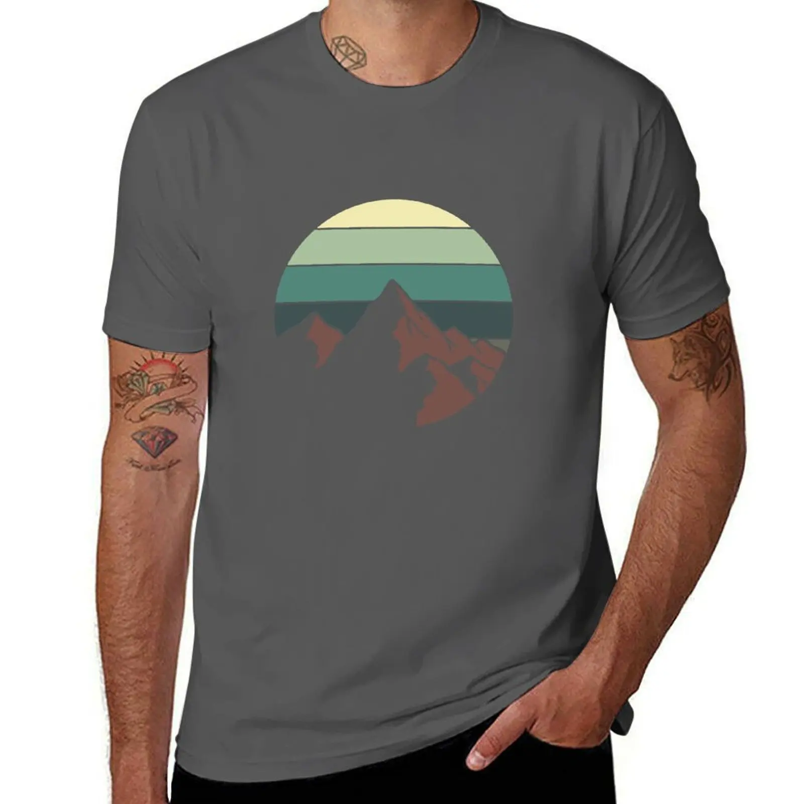 

Mountains T-Shirt t shirt man plain anime t shirts oversize T-Shirt