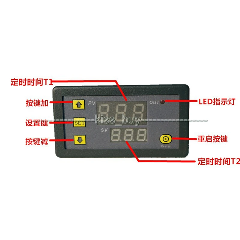 Dc 5V 12V 24V Cyclus Timer Vertraging Tijdschakelaar Digitale Dual Display Relay Module 0-999 Uur/Min/Sec