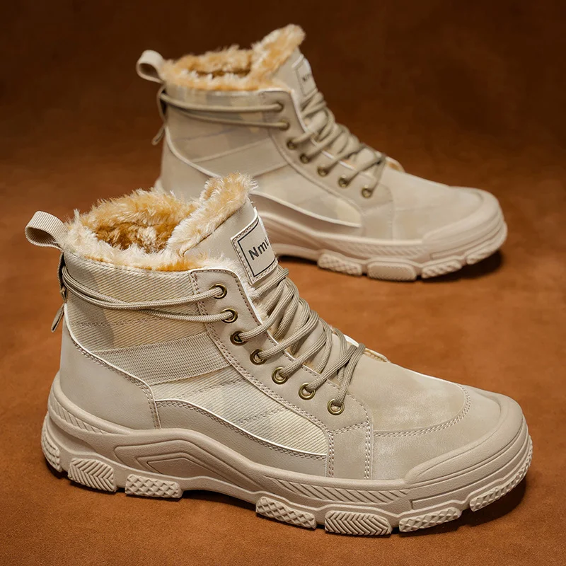 Зимние популярные мужские ветрозащитные ботинки, осенние и зимние теплые ботинки на толстой подошве, уличная обувь с высоким берцем, мужские повседневные модные ботинки