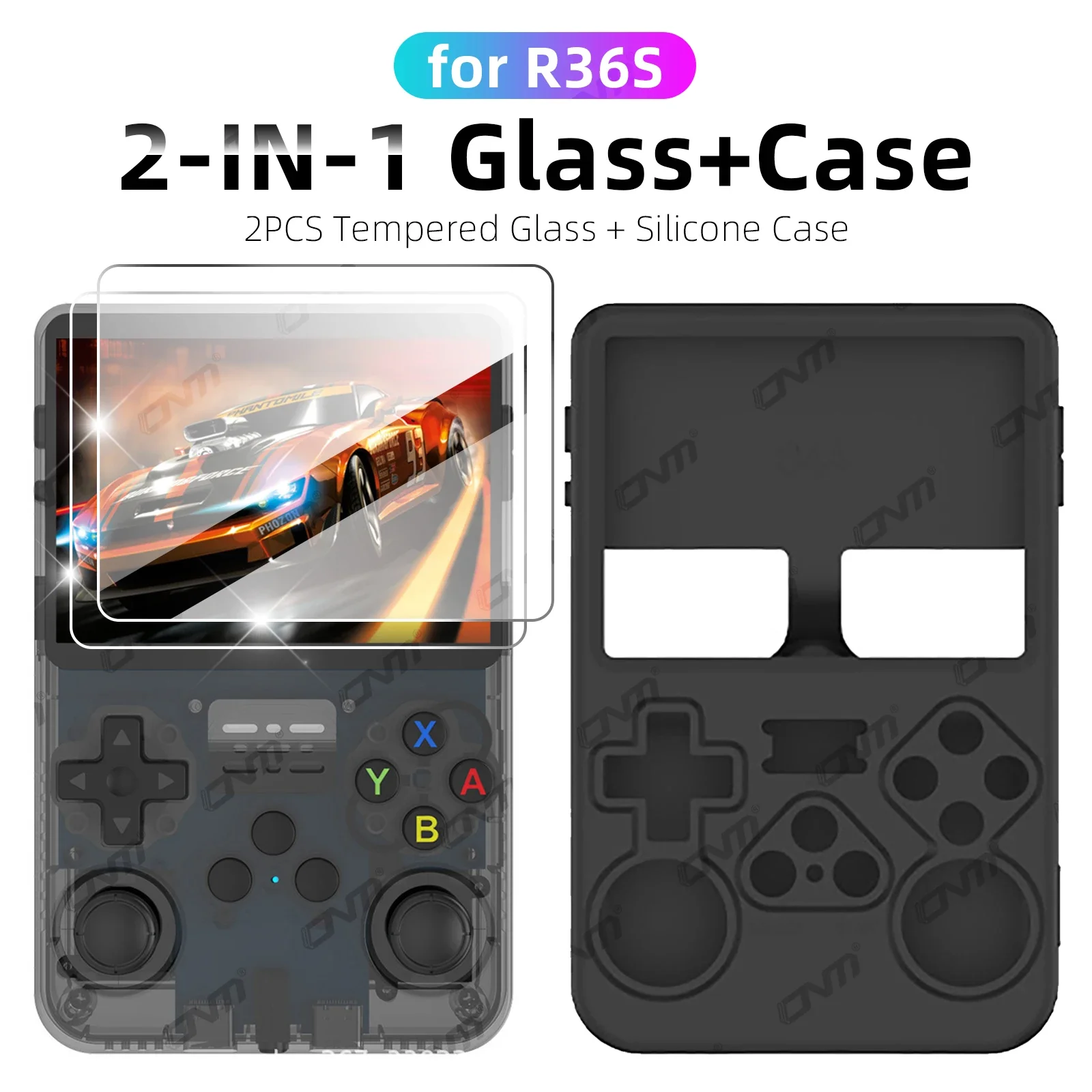 Glass+Case for R36S Screen Protector Tempered Glass Film & Anti-Scratch Silicone Protective Cover R36S Protector Accessories