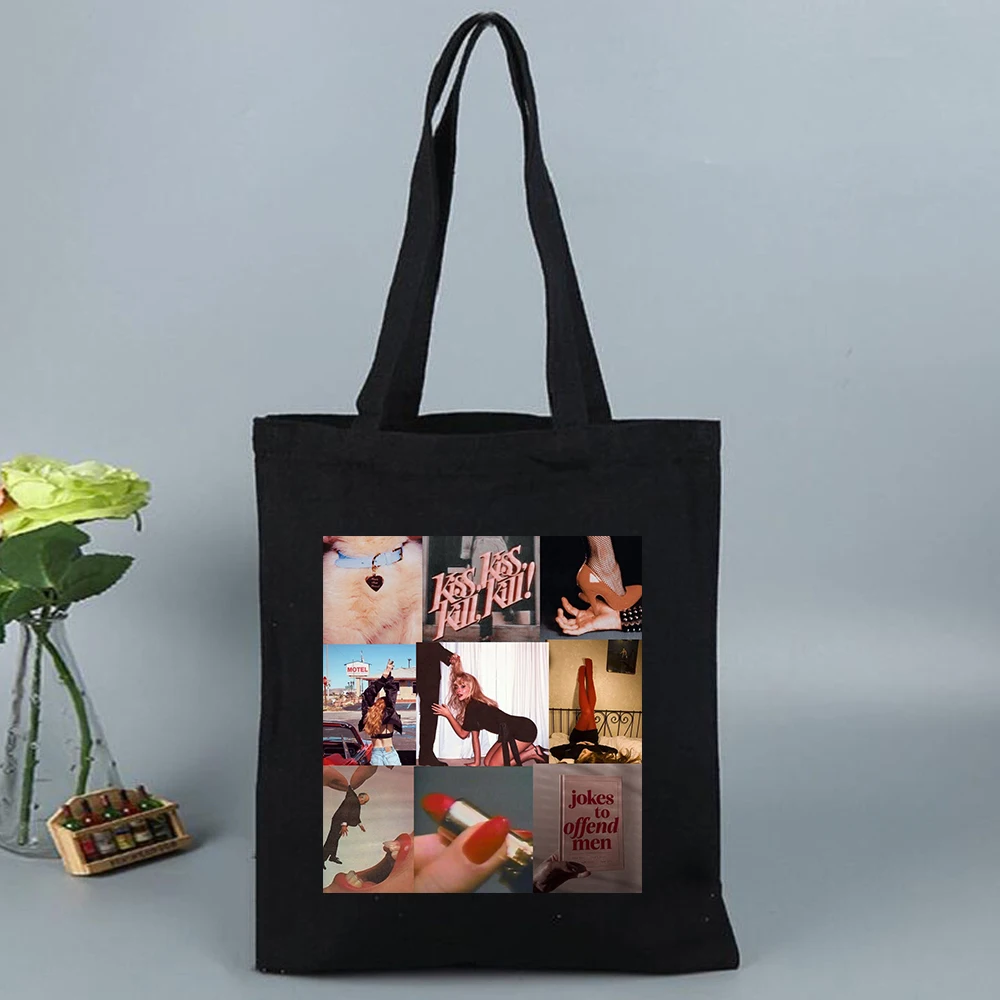 

Sabrina Carpenter Man’s Best Friend Shopping Bag Girl Hiphop Canvas Shopper Tote Bags for Fans Gift