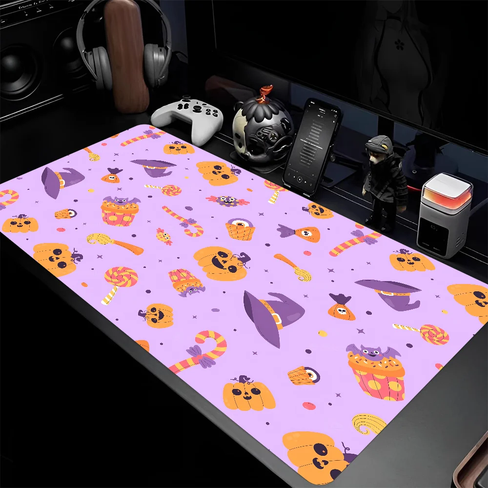 Halloween Pumpkin Mousepad Large Gaming Mouse Pad LockEdge Thickened Computer Keyboard Table Desk Mat