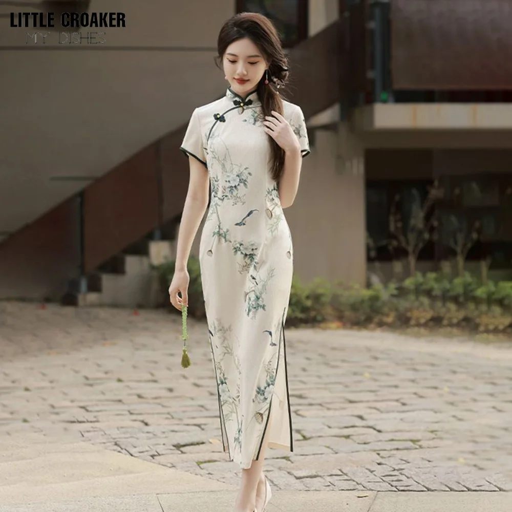 Qipao New 2023 Women's Cheongsam Summer High End Sense New Chinese Style Elegant Zen Tea Dress Youth Style High End Temperament