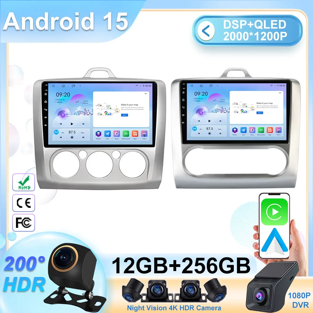 

Android 15 Car Radio For Ford Focus 2 3 Mk2 / Mk3 2004-2011 Multimedia Video Player GPS Carplay Auto Stereo RDS Head Unit QLED