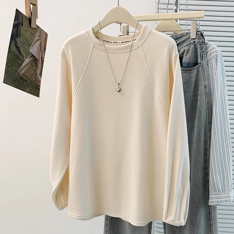 

Thiened круглый пуловер Ne Base irt, футболка, свитшот, чистый цвет, осень-зима, новый корейский дизайн, женская мода Ci C...