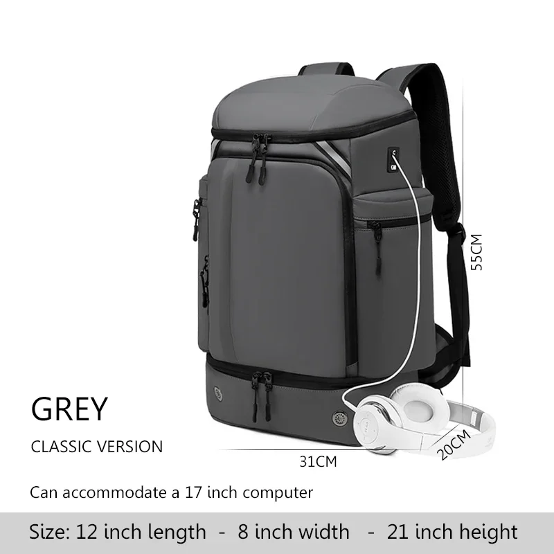 Men's 50L Large Capacity Travel Backpack Waterproof Hiking Trekking Bag with Separate Shoe Bag Business Work Laptop Backpack